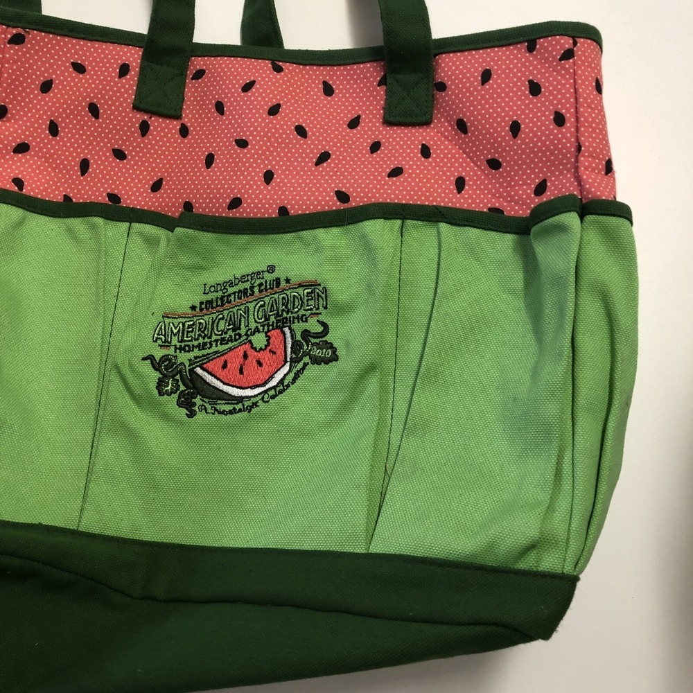 LONGABERGER American Garden GATHERING Canvas Watermelon Outside Pockets Tote Bag - Picture 3 of 6